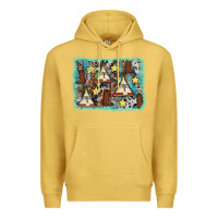 Antique Gold tribe tent western background Premium Hoodie - AdoDesignShop