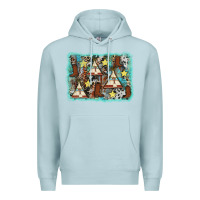 Blue Mist tribe tent western background Premium Hoodie - AdoDesignShop