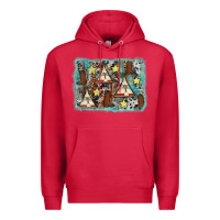 Cardinal tribe tent western background Premium Hoodie - AdoDesignShop