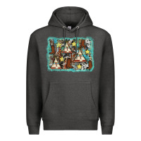 Charcoal Heather tribe tent western background Premium Hoodie - AdoDesignShop