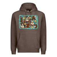Coffee tribe tent western background Premium Hoodie - AdoDesignShop