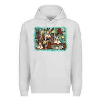 Dove Grey tribe tent western background Premium Hoodie - AdoDesignShop