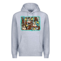 Heather Grey tribe tent western background Premium Hoodie - AdoDesignShop