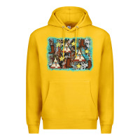 Lemon tribe tent western background Premium Hoodie - AdoDesignShop