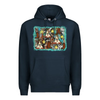 Navy tribe tent western background Premium Hoodie - AdoDesignShop