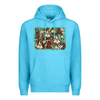 Ocean Blue tribe tent western background Premium Hoodie - AdoDesignShop