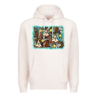 Pale Pink tribe tent western background Premium Hoodie - AdoDesignShop