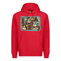 Red tribe tent western background Premium Hoodie - AdoDesignShop