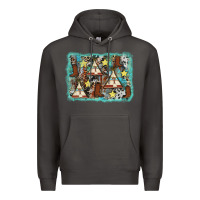 Smoke tribe tent western background Premium Hoodie - AdoDesignShop