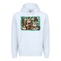 White tribe tent western background Premium Hoodie - AdoDesignShop