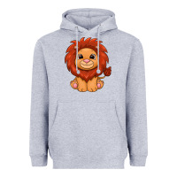 Heather Grey lion Heavyweight Hoodie - texasbilliewilder