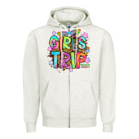 Oatmeal Heather girls trip 2024 Zipper Hoodie - RanaPortraitStore