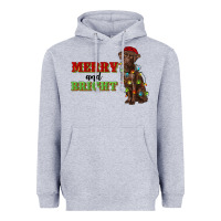 Heather Grey merry and bright labrador Heavyweight Hoodie - RanaPortraitStore