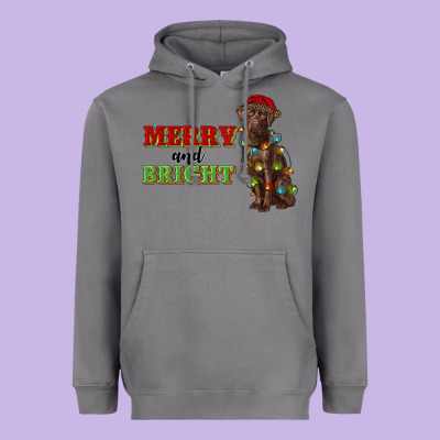 Merry And Bright Labrador Heavyweight Hoodie Designed By Ranaportraitstore