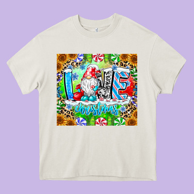 Love Christmas Gnome Heavy Core Tee Designed By Cowhidedigitalart