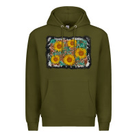 Army Green leather sunflower background Premium Hoodie - AdoDesignShop