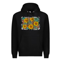 Black leather sunflower background Premium Hoodie - AdoDesignShop