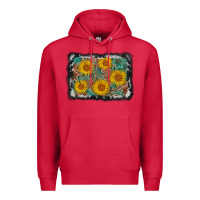 Cardinal leather sunflower background Premium Hoodie - AdoDesignShop