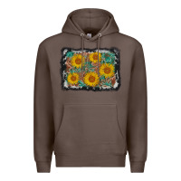 Coffee leather sunflower background Premium Hoodie - AdoDesignShop