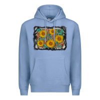 Colony Blue leather sunflower background Premium Hoodie - AdoDesignShop