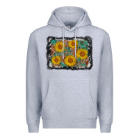 Heather Grey leather sunflower background Premium Hoodie - AdoDesignShop