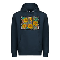 Navy leather sunflower background Premium Hoodie - AdoDesignShop