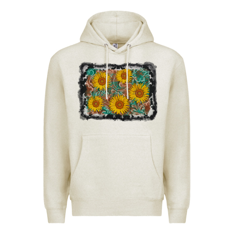 Leather Sunflower Background Premium Hoodie by AdoDesignShop | Teevron