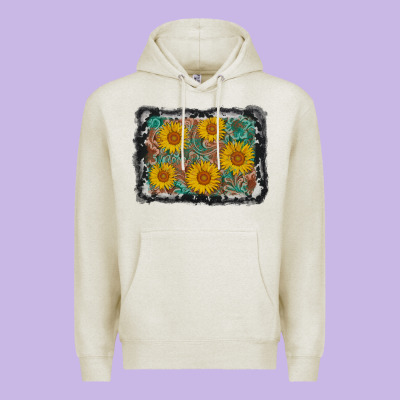 Leather Sunflower Background Premium Hoodie Designed By Adodesignshop