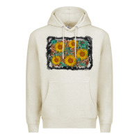 Oatmeal Heather leather sunflower background Premium Hoodie - AdoDesignShop