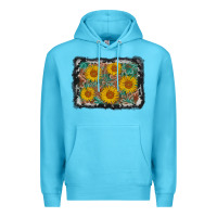 Ocean Blue leather sunflower background Premium Hoodie - AdoDesignShop