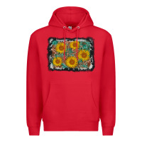 Red leather sunflower background Premium Hoodie - AdoDesignShop