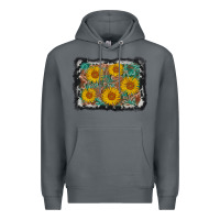 Rock leather sunflower background Premium Hoodie - AdoDesignShop