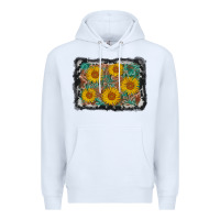 White leather sunflower background Premium Hoodie - AdoDesignShop