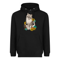 Black siberian cat sunflower and gemstone Heavyweight Hoodie - texasbilliewilder