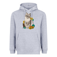 Heather Grey siberian cat sunflower and gemstone Heavyweight Hoodie - texasbilliewilder