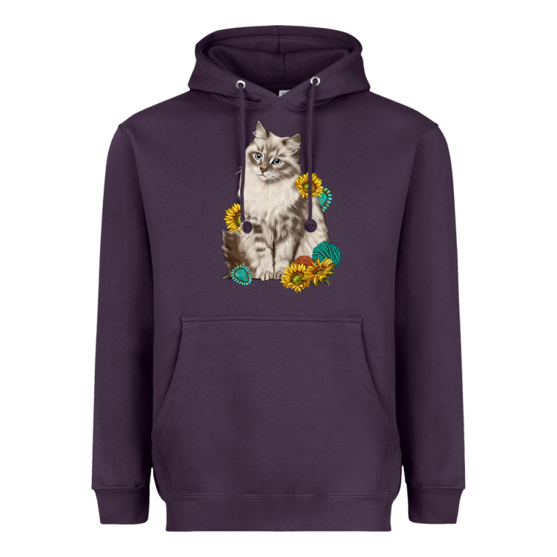 Siberian Cat Sunflower And Gemstone Heavyweight Hoodie by texasbilliewilder | Teevron
