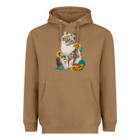 Toasted Coconut siberian cat sunflower and gemstone Heavyweight Hoodie - texasbilliewilder