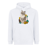 White siberian cat sunflower and gemstone Heavyweight Hoodie - texasbilliewilder