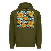 Army Green sunflower western seamless Premium Hoodie - AdoDesignShop
