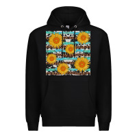 Black sunflower western seamless Premium Hoodie - AdoDesignShop