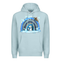 Blue Mist winter   rainbow and snowman Premium Hoodie - AdoDesignShop