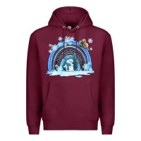 Burgundy winter   rainbow and snowman Premium Hoodie - AdoDesignShop