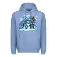 Colony Blue winter   rainbow and snowman Premium Hoodie - AdoDesignShop