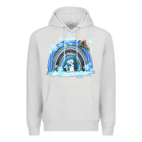Dove Grey winter   rainbow and snowman Premium Hoodie - AdoDesignShop