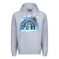 Heather Grey winter   rainbow and snowman Premium Hoodie - AdoDesignShop