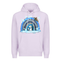 Lilac winter   rainbow and snowman Premium Hoodie - AdoDesignShop