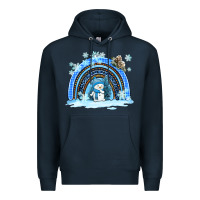 Navy winter   rainbow and snowman Premium Hoodie - AdoDesignShop