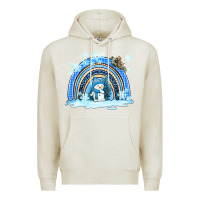Oatmeal Heather winter   rainbow and snowman Premium Hoodie - AdoDesignShop