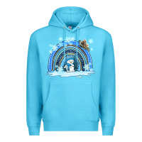 Ocean Blue winter   rainbow and snowman Premium Hoodie - AdoDesignShop