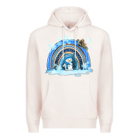 Pale Pink winter   rainbow and snowman Premium Hoodie - AdoDesignShop
